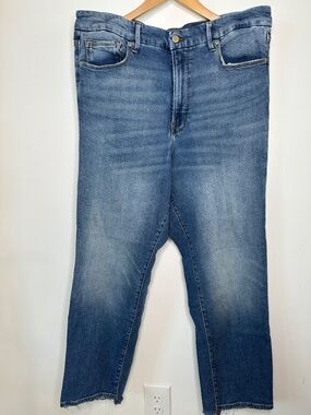 GOOD AMERICAN | BOY STRAIGHT CROP JEANS | BLUE | SIZE: 15
